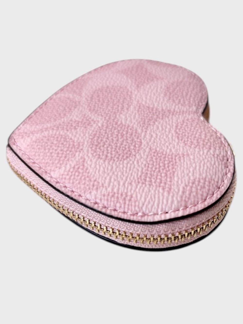 Coach Powder Pink Heart Bag Charm Zipper Pouch CEA22 - Picture 6 of 6